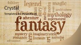  Presentation with fantasy - Amazing theme having paryrus - fantasy word cloud - text backdrop and a coral colored foreground