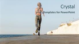  Presentation with prosthetic leg - Beautiful theme featuring paralympics - back view of young disabled backdrop and a sky blue colored foreground