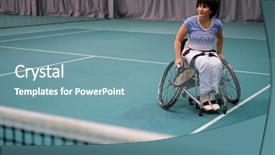  Presentation with wheelchair - Beautiful slide set featuring paralympics - disabled mature woman on wheelchair backdrop and a  colored foreground