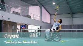  Presentation with wheelchair - Amazing slide set having paralympics - disabled mature woman on wheelchair backdrop and a  colored foreground