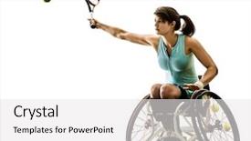  Presentation with paralympics - Colorful PPT layouts enhanced with paralympics - one caucasian young handicapped basket backdrop and a white colored foreground