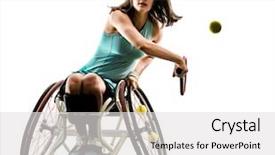  Presentation with paralympics - Cool new theme with paralympics - one caucasian young handicapped basket backdrop and a light gray colored foreground