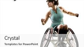  Presentation with paralympics - Audience pleasing presentation theme consisting of paralympics - one caucasian young handicapped tennis backdrop and a white colored foreground