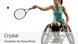  Presentation with paralympics - Colorful slide deck enhanced with paralympics - one caucasian young handicapped tennis backdrop and a white colored foreground