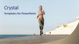  Presentation with prosthetic leg - PPT theme consisting of paralympics - smiling young disabled woman background and a  colored foreground