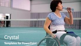  Presentation with paralympics - Audience pleasing presentation design consisting of paralympics - tired disabled mature woman backdrop and a seafoam green colored foreground