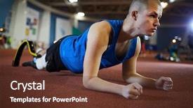  Presentation with stadium - Cool new presentation with paralympics - young paralympic sportsman standing backdrop and a tawny brown colored foreground