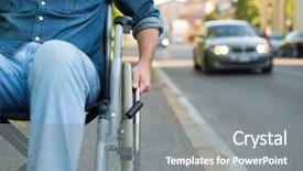  Presentation with urban - Colorful PPT theme enhanced with paralyzed - detail of a man using backdrop and a gray colored foreground