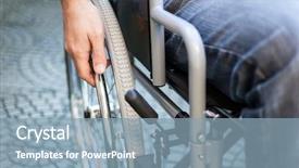  Presentation with wheelchair accessible images at school - Amazing presentation design having paralyzed man using his wheelchair backdrop and a light blue colored foreground