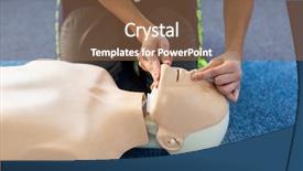  Presentation with resuscitation - Cool new PPT theme with paramedic during cardiopulmonary resuscitation training backdrop and a tawny brown colored foreground