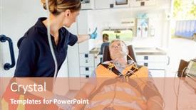  Presentation with paramedic - PPT theme having paramedic-in-ambulance-car-giving background and a coral colored foreground