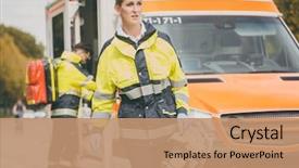  Presentation with paramedic - Slide set having paramedic nurse and emergency doctor background and a coral colored foreground