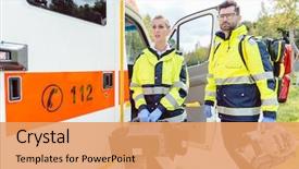  Presentation with paramedic - Audience pleasing presentation design consisting of paramedic nurse and emergency doctor backdrop and a coral colored foreground