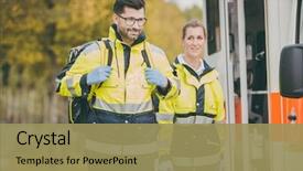  Presentation with paramedic - Amazing presentation theme having paramedic nurse and emergency doctor backdrop and a coral colored foreground