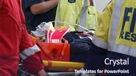  Presentation with accident - Beautiful slide deck featuring paramedic rescue - accident victim on stretcher backdrop and a  colored foreground