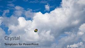  Presentation with parasailing - PPT layouts with parasailing-against-blue-sky-rainbow background and a light blue colored foreground
