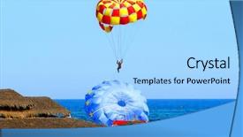  Presentation with parasailing - Slide set featuring parasailing in the blue sky background and a light blue colored foreground