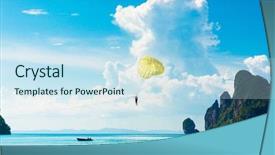  Presentation with parasailing - Cool new PPT layouts with parasailing sky parachute fun backdrop and a sky blue colored foreground