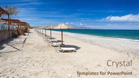  Presentation with beach - Slides having parasols-at-the-maleme-beach background and a lemonade colored foreground