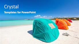  Presentation with turquoise beach - Slide set consisting of parasols-on-idyllic-baby-beach background and a  colored foreground
