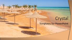 Presentation with egypt - Theme consisting of parasols on the beach background and a coral colored foreground