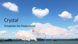  Presentation with tropical - PPT layouts with colorful sunshades - tropical blue sea the picturesque background and a light blue colored foreground