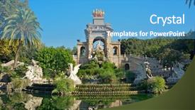 Presentation with fountain pen and inkpot - PPT layouts enhanced with parc de la ciutadella barcelona background and a teal colored foreground