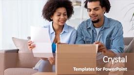  Presentation with consumerism - Presentation enhanced with parcel box and paper form background and a  colored foreground