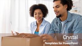  Presentation with consumerism - PPT layouts with parcel box and paper form background and a  colored foreground