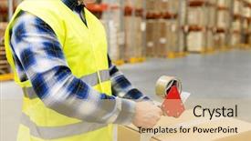  Presentation with scotch tape - Colorful slides enhanced with parcel box with scotch tape backdrop and a soft green colored foreground