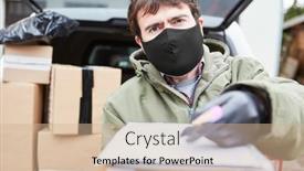  Presentation with covid - Slide set featuring parcel-carrier-asks-for-signature background and a soft green colored foreground