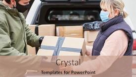  Presentation with face mask - Slide deck enhanced with parcel-carrier-with-face-mask background and a coral colored foreground