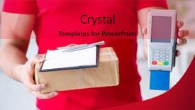  Presentation with pos - Presentation design with parcel delivery being paid background and a crimson colored foreground