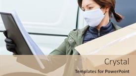  Presentation with checks - Colorful PPT theme enhanced with parcel-handler-of-a-delivery backdrop and a lemonade colored foreground