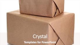  Presentation with scroll paper isolated on white - Colorful PPT layouts enhanced with parcels boxes with kraft paper backdrop and a  colored foreground