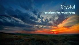  Presentation with sunrise - Presentation theme consisting of parched - landscape at sunset sunrise background and a ocean colored foreground
