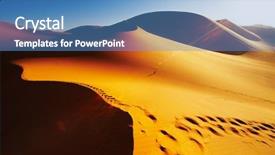  Presentation with footprints sand - PPT layouts enhanced with parched - sand dune with footprints background and a teal colored foreground