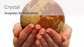  Presentation with climate change - Presentation design enhanced with parched-planet-earth-in-hands background and a white colored foreground