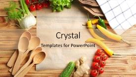  Presentation with parchment paper - PPT layouts consisting of parchment paper and vegetables background and a coral colored foreground