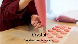  Presentation with pastry cream - Slides enhanced with parchment paper at pastry shop background and a coral colored foreground