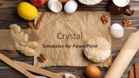  Presentation with parchment paper - Colorful slide deck enhanced with parchment paper raw dough and ingredients on kitchen table backdrop and a coral colored foreground