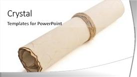  Presentation with scroll - Beautiful presentation featuring parchment scroll isolated on white backdrop and a white colored foreground