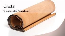  Presentation with ancient scroll - Theme with parchment scroll isolated on white background and a white colored foreground