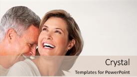  Presentation with senior couple - Cool new slide deck with pareja - happy senior couple faces elderly backdrop and a soft green colored foreground