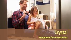  Presentation with daughter - PPT theme with single parent - father brushing young daughter's hair background and a tawny brown colored foreground