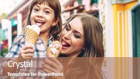  Presentation with walking together - Presentation theme featuring parent and child happy moments background and a coral colored foreground