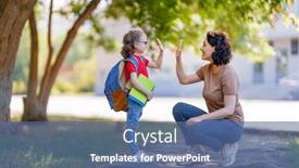  Presentation with back school - Beautiful PPT theme featuring parent-and-pupil-of-primary backdrop and a ocean colored foreground