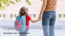  Presentation with back school - Cool new presentation design with parent-and-pupil-of-primary backdrop and a light blue colored foreground