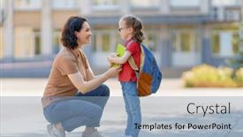  Presentation with back school - Slide set with parent-and-pupil-of-primary background and a light blue colored foreground