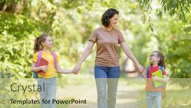  Presentation with school backpacks - Audience pleasing PPT layouts consisting of parent-and-pupils-of-primary backdrop and a blonde colored foreground